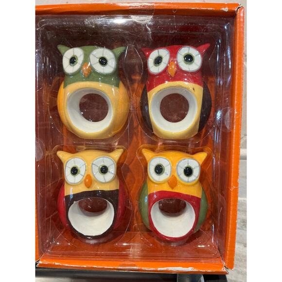 Owl Napkin Ring & Place Card Holder by Boston Warehouse (set of 4) - Picture 1 of 6